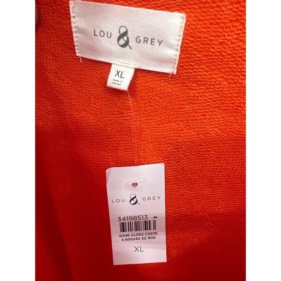 Lou & Grey Tennis League Cozy Cotton Terry Sweatshirt Size Women Crew Orange NEW - Picture 4 of 7